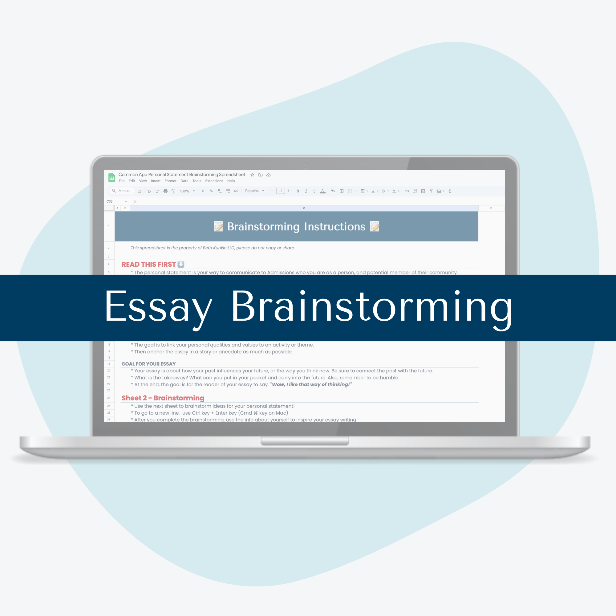 Common App Personal Statement Brainstorming Spreadsheet